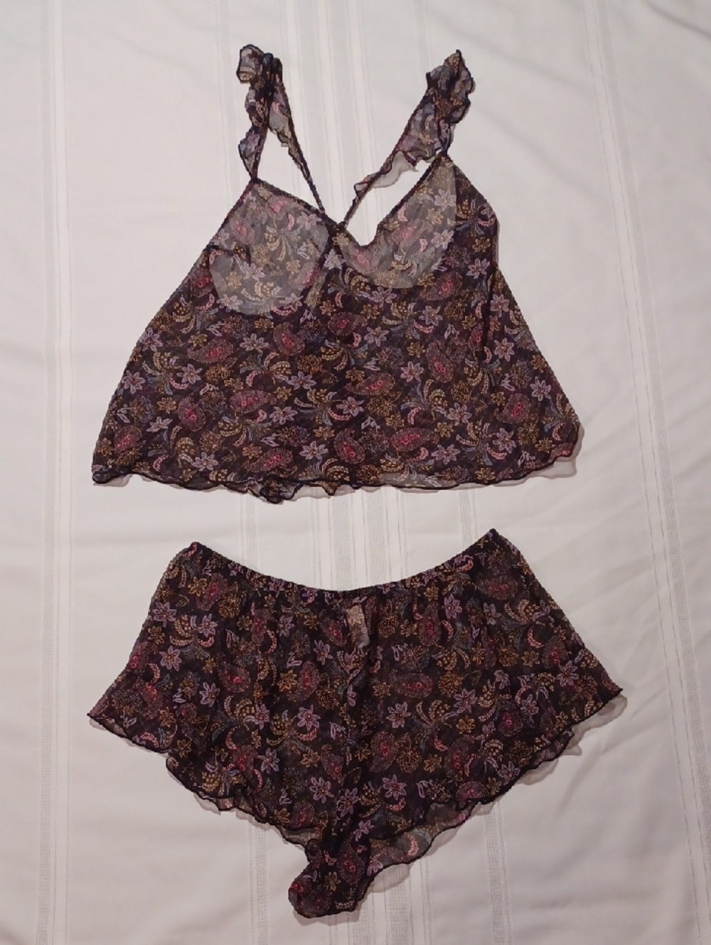 NWOT Victorias Secret Sheer Floral Lace Cami & Short Sleep Set
